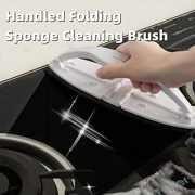 Folding Sponge Cleaning Brush Handled Kitchen Scrubber